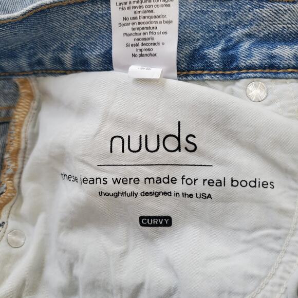 Nuuds Jeans Womens 29 Light Wash Curvy Straight Distressed Raw Hem High Rise - Picture 5 of 12